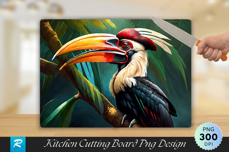 Hornbill Background Cutting Board Sublimation Design example image 1
