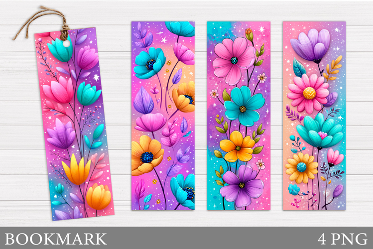 Flowers Bookmark Sublimation. Floral Bookmark Design