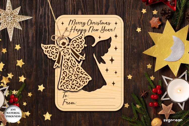 Christmas Card Angel Ornament Laser Cut | Glowforge | SVG