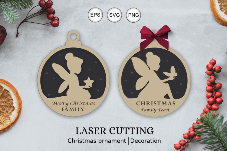 Fairy Silhouette ornaments Laser SVG / Christmas ornaments