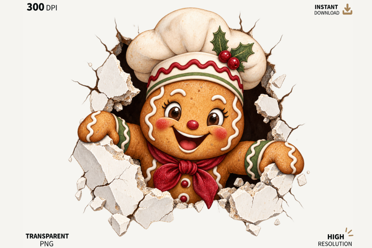 Christmas Gingerbread Front Back PNG