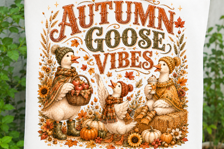 Cute Fall Goose Sublimation Design SVG