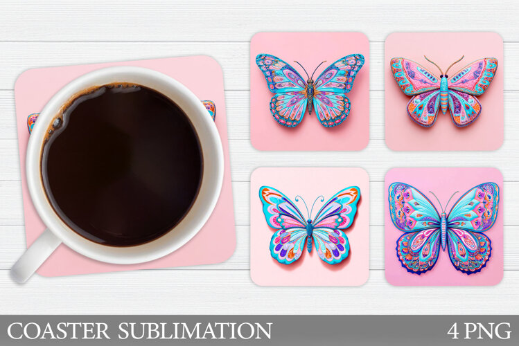 Butterfly Coaster Design. Butterfly Square Coaster example image 1