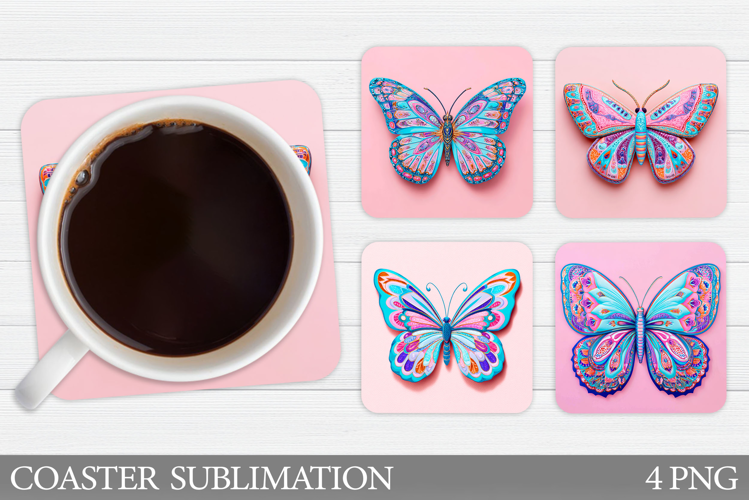 Butterfly Coaster Design. Butterfly Square Coaster