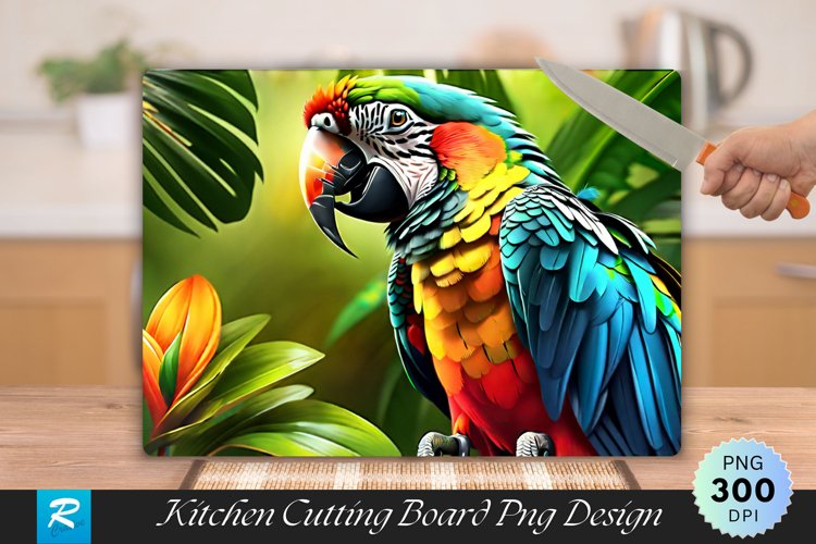 Neotropical Parrots Bird Cutting Board Sublimation Design