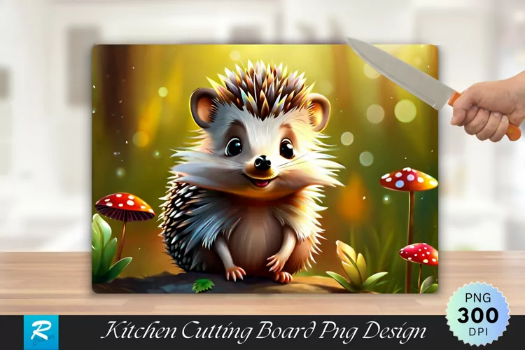 Hedgehog Cutting Board Sublimation Design