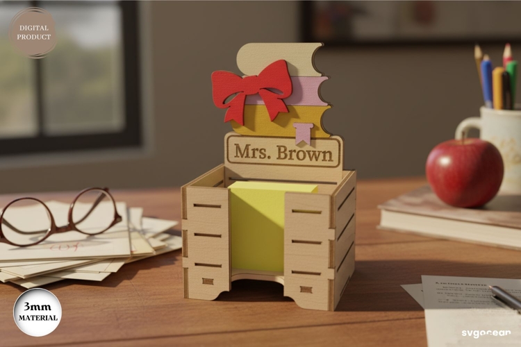 Books Sticky Note Holder Laser Cut | Gift For Teacher | SVG