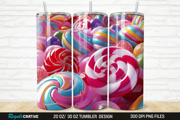 3D Colorful Candies 20/30oz Skinny Tumbler