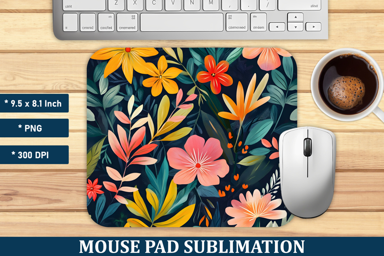 Watercolor Whimsical Flower Mouse Pad | Mouse Pad Png