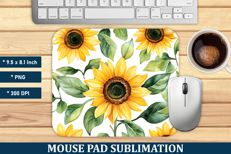 Watercolor Sunflower Mouse Pad | Mouse Pad Sublimation