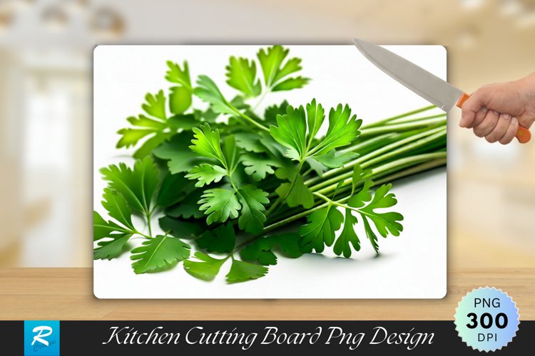 Coriander Leaves on White Cutting Board Sublimation Design example image 1
