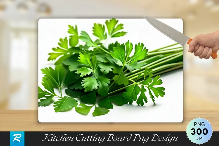 Coriander Leaves on White Cutting Board Sublimation Design