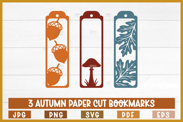3 Autumn Paper Cut Bookmarks SVG