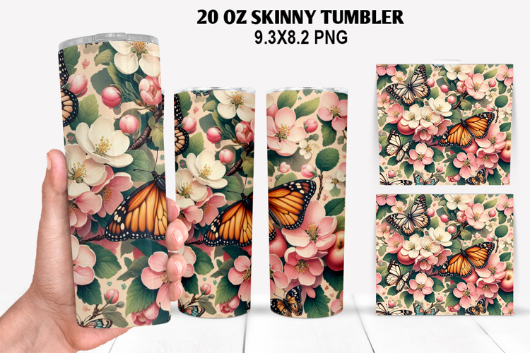 Flower Skinny Tumbler 20oz Wrap Design, Spring Tumbler Wrap