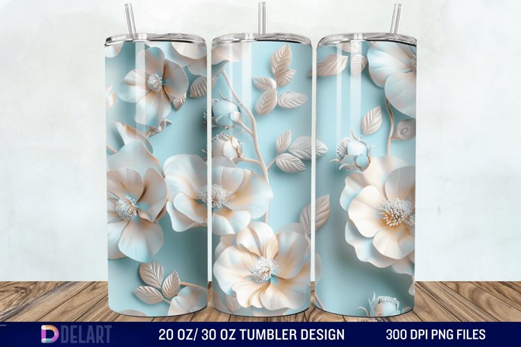 3D Painted Flower Tumbler Wrap example image 1
