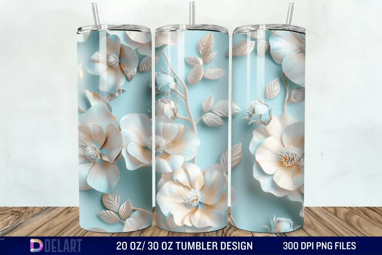 3D Painted Flower Tumbler Wrap