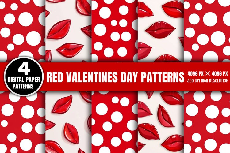 Red Valentines Day Patterns PNG