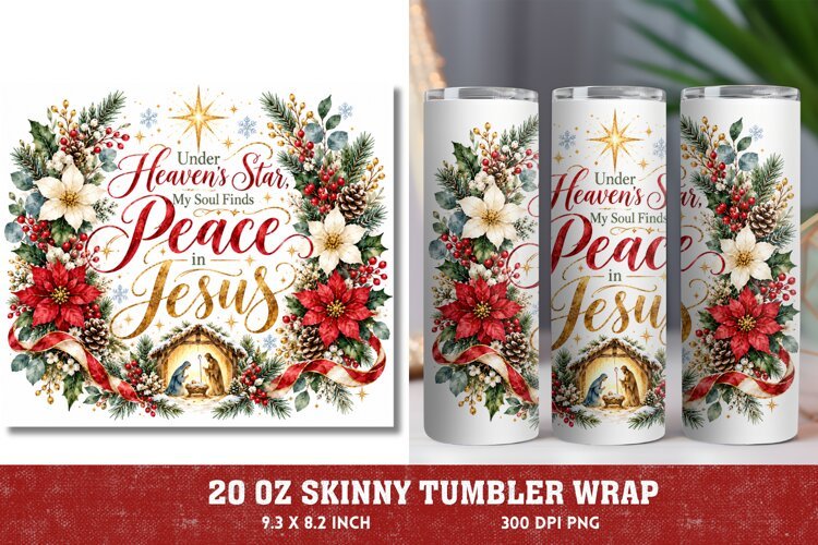 Pray Trust Rest 20oz Tumbler Wrap, Christian Christmas Praye example image 1