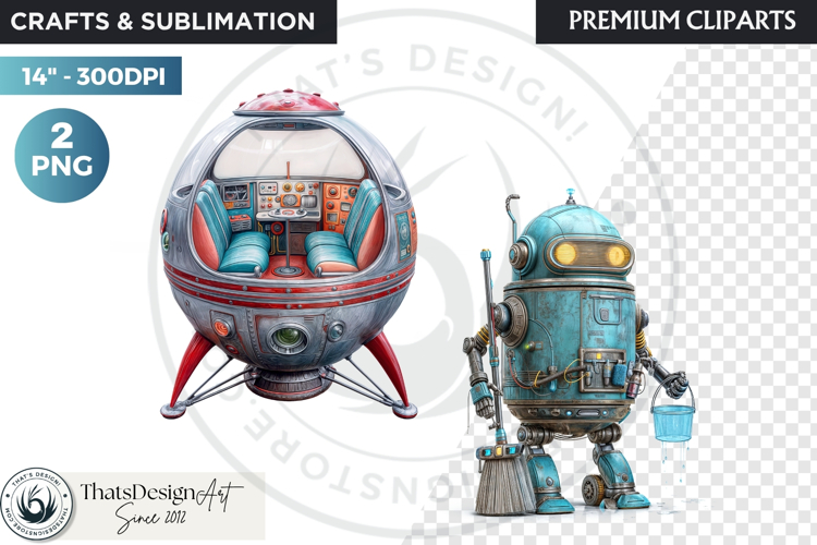 Cute Space Astronaut Clipart, Retro Space Adventure PNG