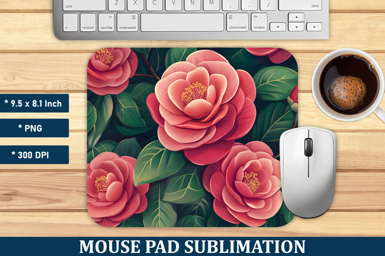 Camellia Flower Mouse Pad | Mouse Pad Sublimation
