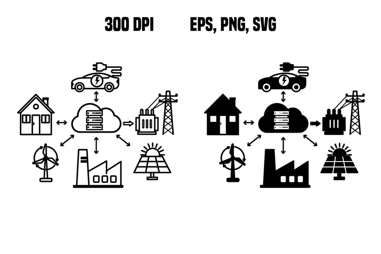 Smart Power Grid Icons