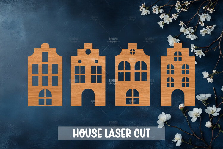 4 Houses Laser Cut Template example image 1