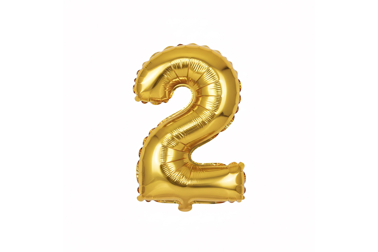 Golden Metallic Number 2 Foil Balloon Party Decoration