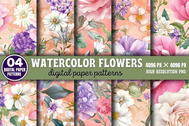 Watercolor Flowers Svg Image 2