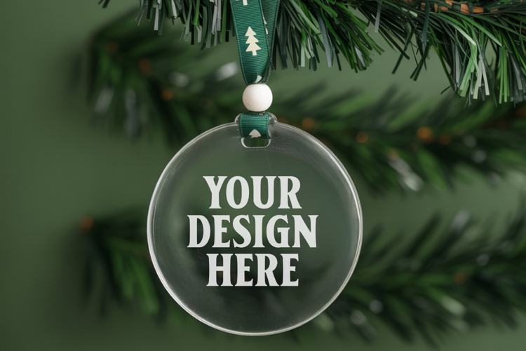 Acrylic Christmas Ornament Mockups , acrylic blank mockup