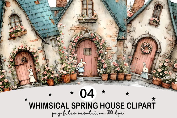 Whimsical Spring House Clipart Spring House Png