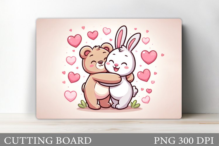 Valentines Bear Cutting Board. Valentine Bunny Cutting Board example image 1