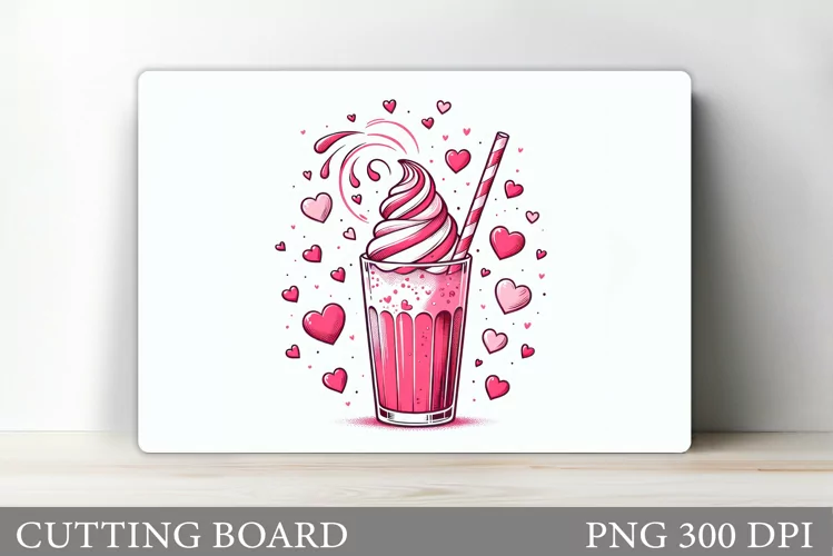 Valentines Drink Cutting Board. Hearts Cutting Board Design