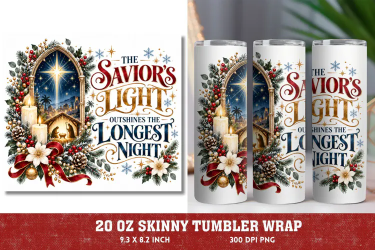 Christmas Peace 20oz Tumbler Wrap, Jesus Is Christmas Nativi