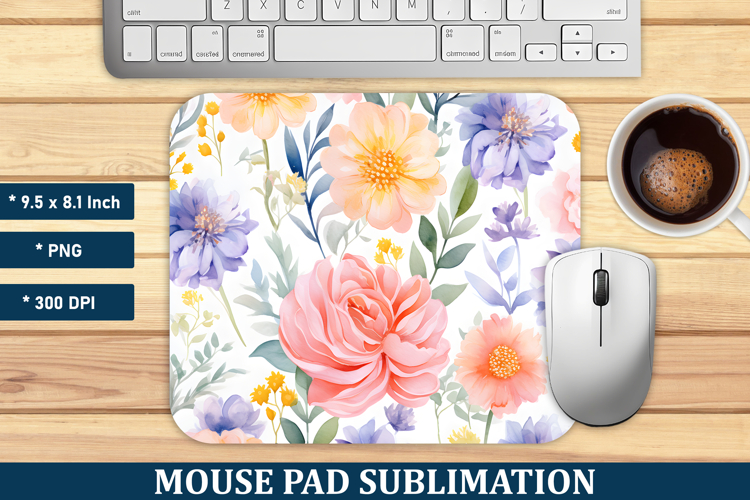 Watercolor Flower Mouse Pad | Mouse Pad Sublimation