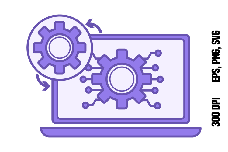 Purple Digital Twin Technology Icon