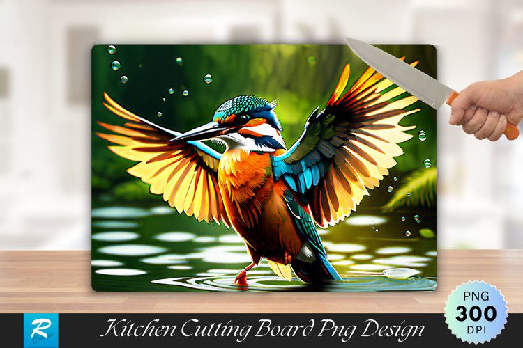 Kingfisher Cutting Board Sublimation Design example image 1