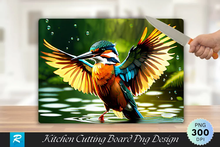 Kingfisher Cutting Board Sublimation Design