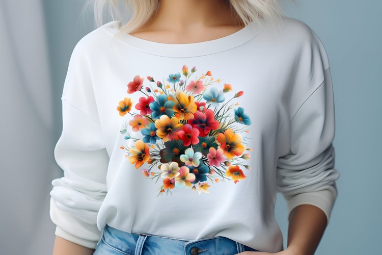 Colorful Wildflowers Sublimation Clipart