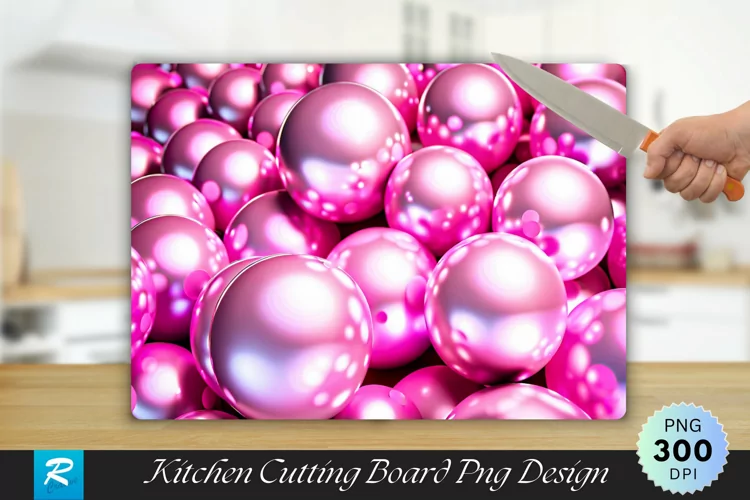 3D Pink Balls Cutting Board Sublimation Design
