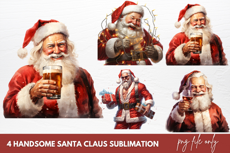 Handsome Santa Claus Clipart Sublimation