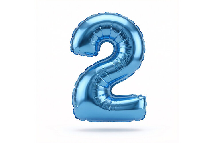 Blue Metallic Number 2 Foil Balloon Party Decoration example image 1