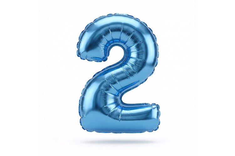 Blue Metallic Number 2 Foil Balloon Party Decoration
