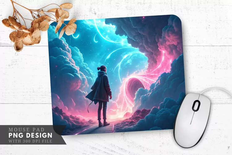 Surreal VR Experience Radiant Clouds Mouse Pad PNG Design