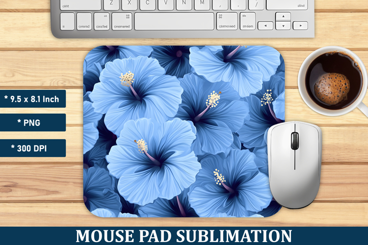 Blue Hibiscus Flower Mouse Pad | Mouse Pad Sublimation
