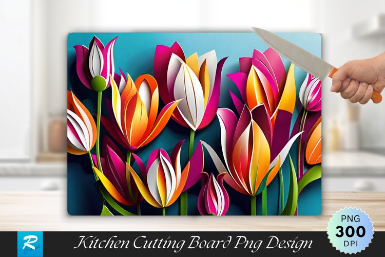 3D Flowers Cutting Board Sublimation Design