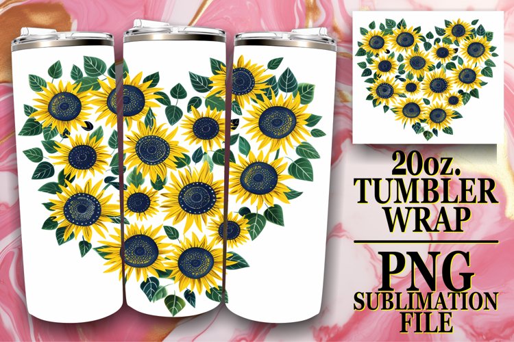 Spring Floral Heart Tumbler Wrap Sublimation Design