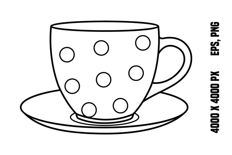 Coffee Cup with Polka Dots for Coloring