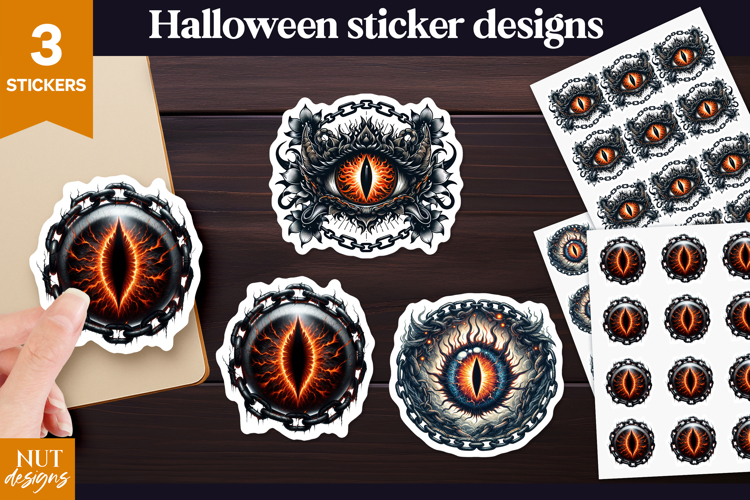 Creepy Eye Halloween Stickers PNG Evil eye, demon eye