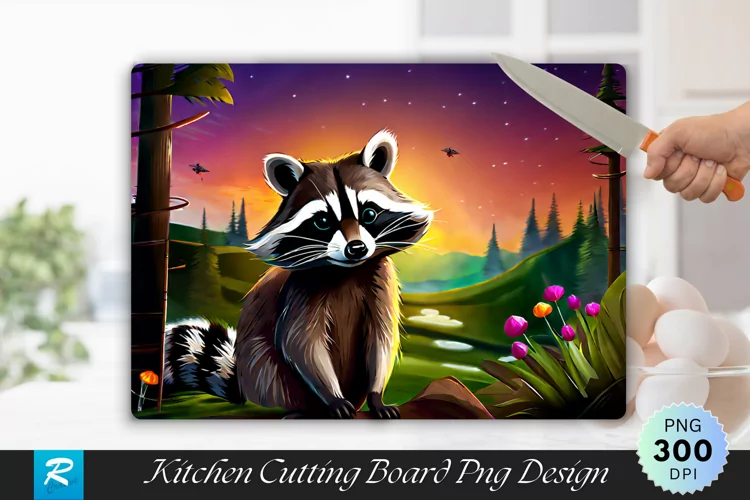 Racoon Background Cutting Board Sublimation Design
