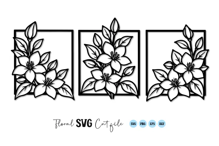 Floral Lily Frame SVG PNG